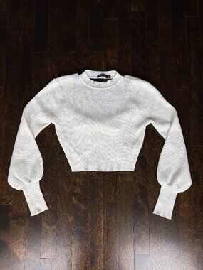 White cropped, open back sweater
